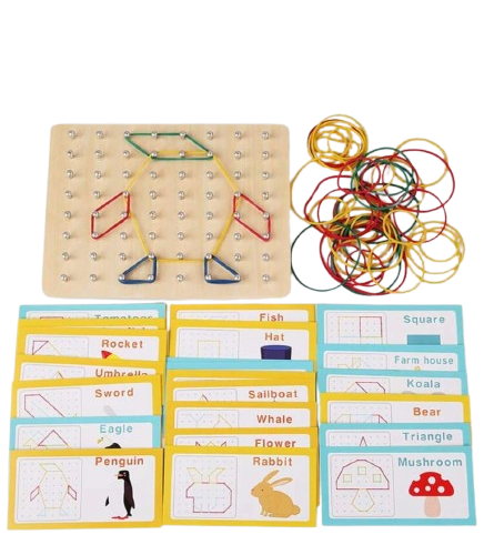 png1 Rubber Band Geoboard Pattern Wooden Puzzle Game
